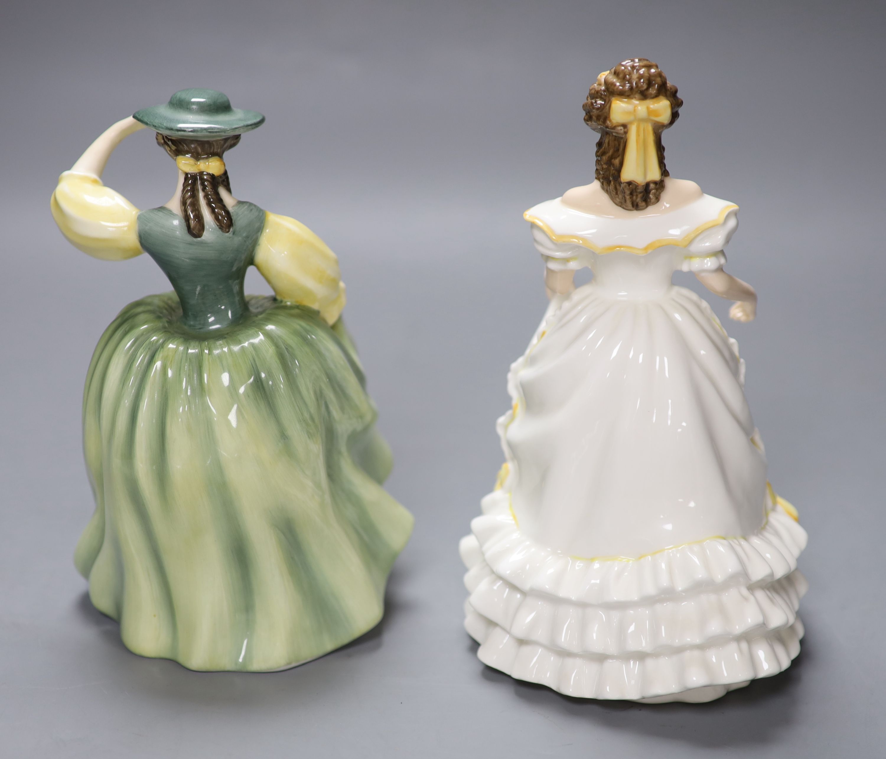 Five Royal Doulton porcelain ladies and a Coalport porcelain lady